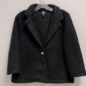 Bobeau Black Textured Women's Jacket pearl button Small